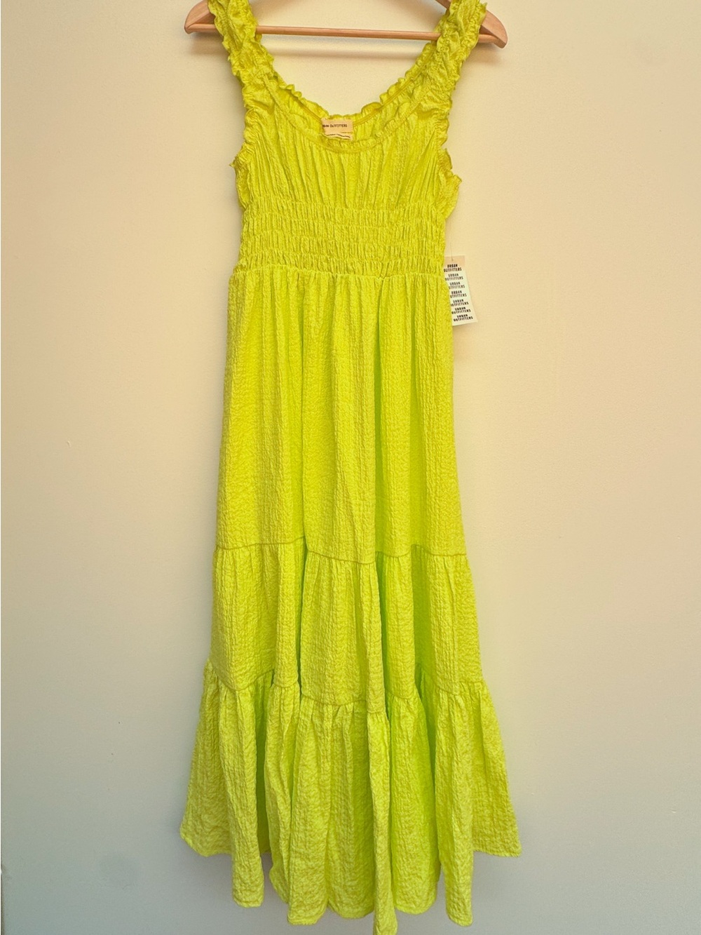 Lime Tiered Summer Dress - Smocked Bodice